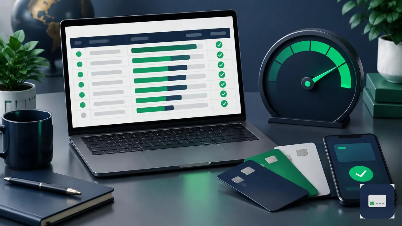 Illustratie van ons testdashboard waarin stort- en opnamelimieten per betaalmethode worden vergeleken